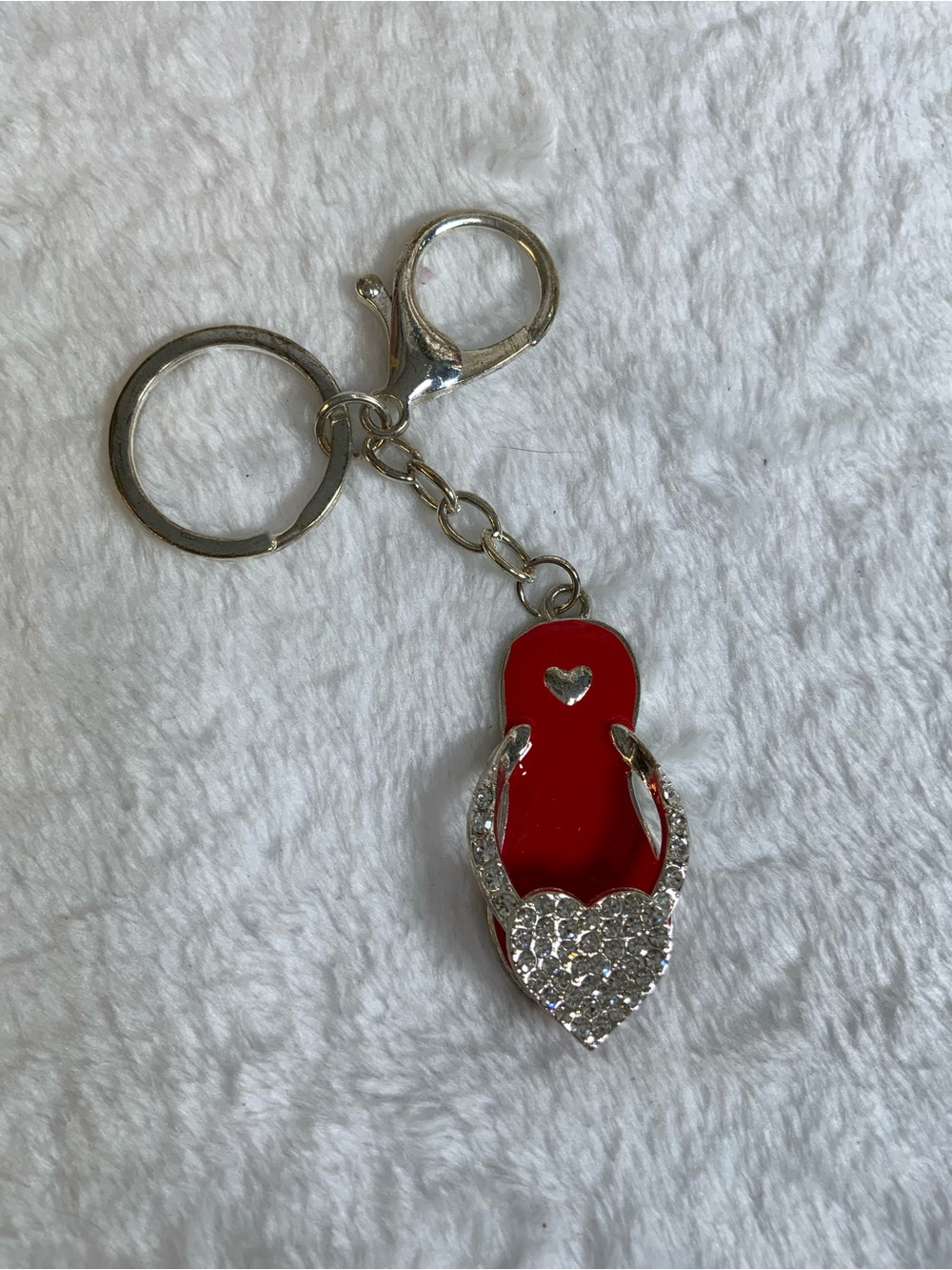 Red Flip Flop Heart Charm Keychain